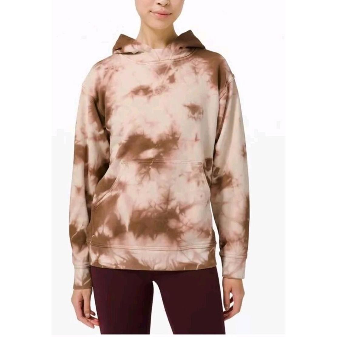 Lululemon All Yours Womens Size M Hoodie Tie Dye Cotton Terry Pink Clay Brown #W